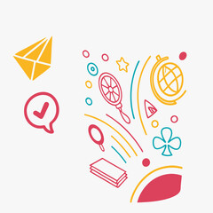 Colorful Scribble Pattern with Various Abstract Shapes

