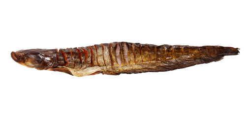 Smoked catfish isolated on white background
