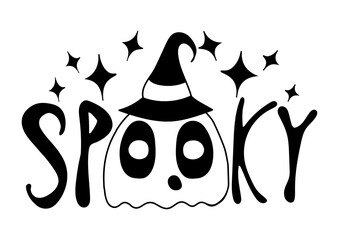 Spooky ghost with a hat and stars perfect for Halloween celebrations and decorations