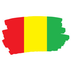 Obraz premium Guinea flag depicted with a brush stroke effect, featuring red, yellow, and green vertical bands.