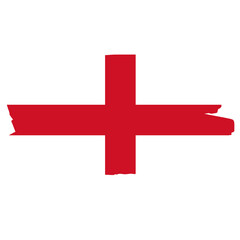 Obraz premium Stylized red cross flag design, resembling the English flag, with a painted, brushstroke effect.