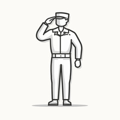 A Simple Illustration of a Military Soldier Saluting in Uniform.