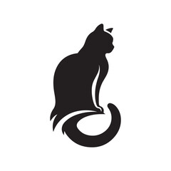 cat sitting vector silhouette clip art logo design illustration. cat set collections.