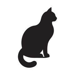 cat sitting vector silhouette clip art logo design illustration. cat set collections.