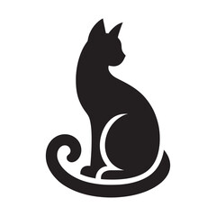 cat sitting vector silhouette clip art logo design illustration. cat set collections.