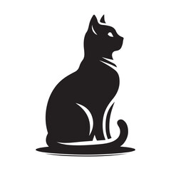 cat sitting vector silhouette clip art logo design illustration. cat set collections.