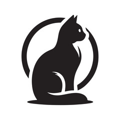 cat sitting vector silhouette clip art logo design illustration. cat set collections.