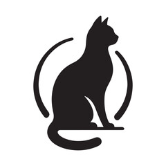 cat sitting vector silhouette clip art logo design illustration. cat set collections.