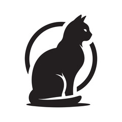 cat sitting vector silhouette clip art logo design illustration. cat set collections.