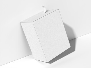 White Blank product Box Mockup Features Tear Strip 3D Rendering