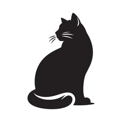 cat sitting vector silhouette clip art logo design illustration. cat set collections.