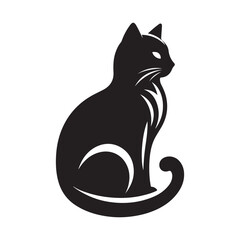 cat sitting vector silhouette clip art logo design illustration. cat set collections.