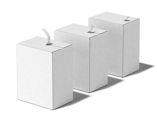 White Blank Cereal Box Mockup Features Tear Strip 3D Rendering