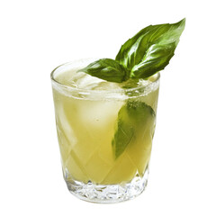 Gin Basil Smash drink isolated on white or transparent background