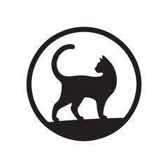 cat sitting vector silhouette clip art logo design illustration. cat set collections.