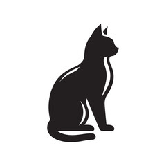 cat sitting vector silhouette clip art logo design illustration. cat set collections.