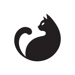 cat sitting vector silhouette clip art logo design illustration. cat set collections.