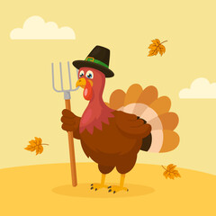 thanksgiving turkey cartoon, autumn thanksgiving day, illustration vector art