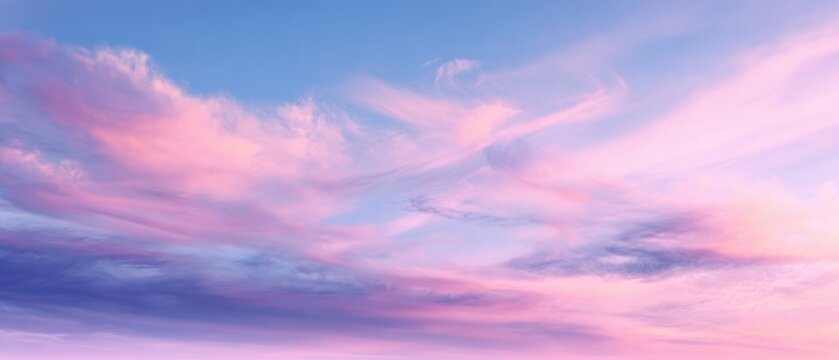 The breathtaking sky showcasing soft pink and blue clouds at dusk - Powered by Adobe