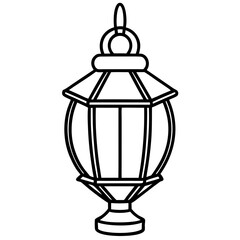 Minimal Red Lantern Line Art