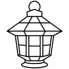 Minimal Red Lantern Line Art