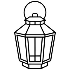 Minimal Red Lantern Line Art