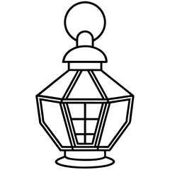 Minimal Red Lantern Line Art