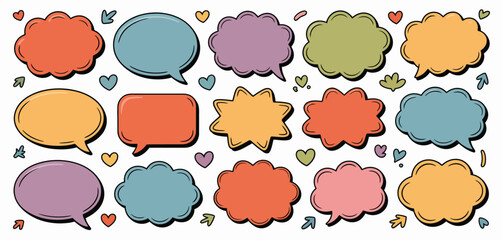Collection of Colorful Hand Drawn Speech Bubbles