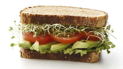 Delicious Avocado, Tomato, and Sprout Sandwich on Whole Wheat Bread