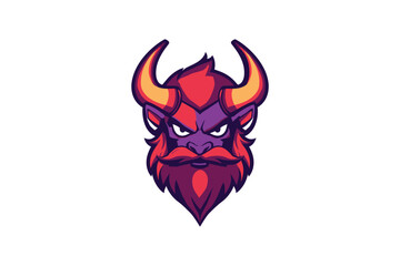 Illustration of a horned creature with a beard on a white background