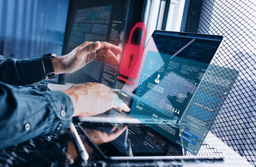 Technology images..Cybersecurity best practices technology, Firewall, Cloud security protection.Endpoint security.Encryption.Incident response