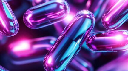 A fascinating close-up of colorful capsules floating against a dark background, showcasing their shiny textures and appealing designs that represent health and wellness.