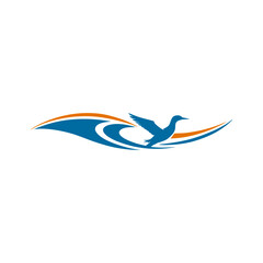 Bird and wave logo