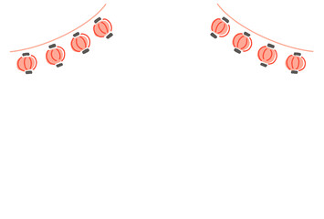 手描きの可愛い日本の祭の赤提灯フレーム