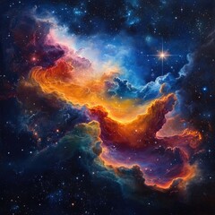 Fototapeta premium Cosmic nebulae swirls in vibrant colors