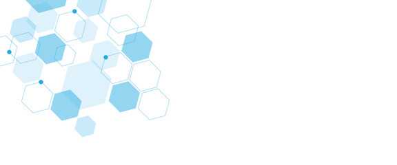 Geometric abstract background with blue hexagons. Computer network concept. Medical, technology or science design