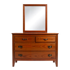 Wooden dresser with mirror isolate on transparent background