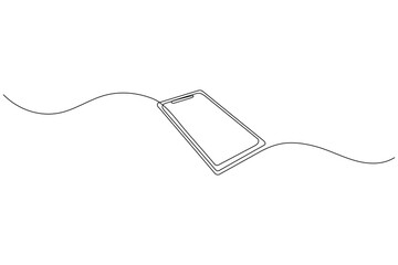 Obraz premium Smart phone continuous one line drawing and minimalist style isolate outline illustration