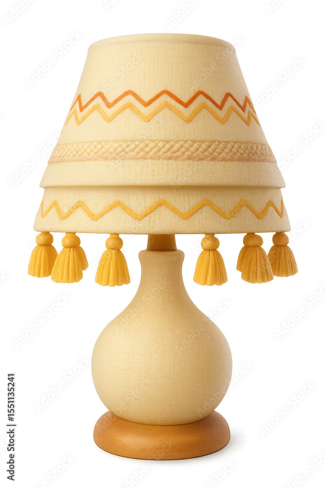 Poster bohemian style table lamp featuring unique design with tassels and textured shade, perfect for addin