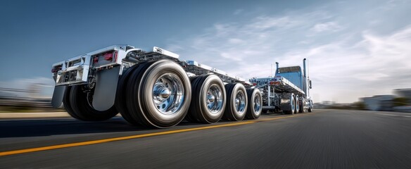 The sleek modern truck capturing speed on an open highway