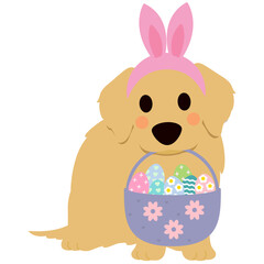 Cute Golden Retriever Easter Celebration