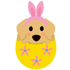 Cute Golden Retriever Easter Celebration