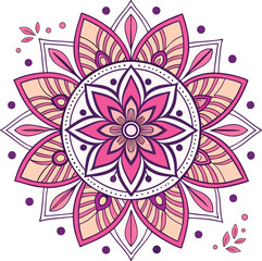 Decorative Boho Mandala with Hand Sketched Flowers
