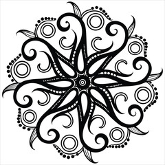 Black and white mandala vector isolated on white. Vector hand drawn circular decorative element.