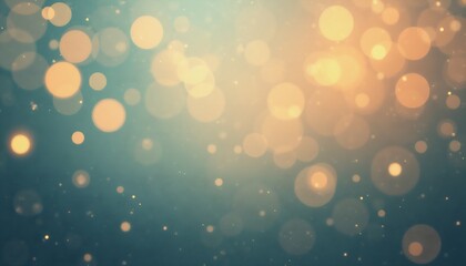 Elegant Gold Bokeh Lights with Sparkles on Teal Christmas Vibe Abstract Background