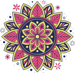 Stylized Geometric Mandala with Flat Vector Look