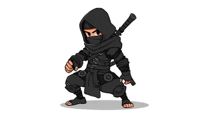 Obraz premium ninja cartoon ready to attack