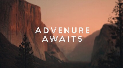 Motivational wall sign stating "Adventure Awaits," created with a minimalist and stylish touch for scenic poster applications.
