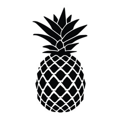 pineapple black silhouette vector, Simple silhouette Design vector icon with white background. Fruit silhouette vector