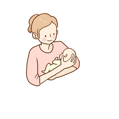 赤ちゃんを抱っこするお母さんのイラスト